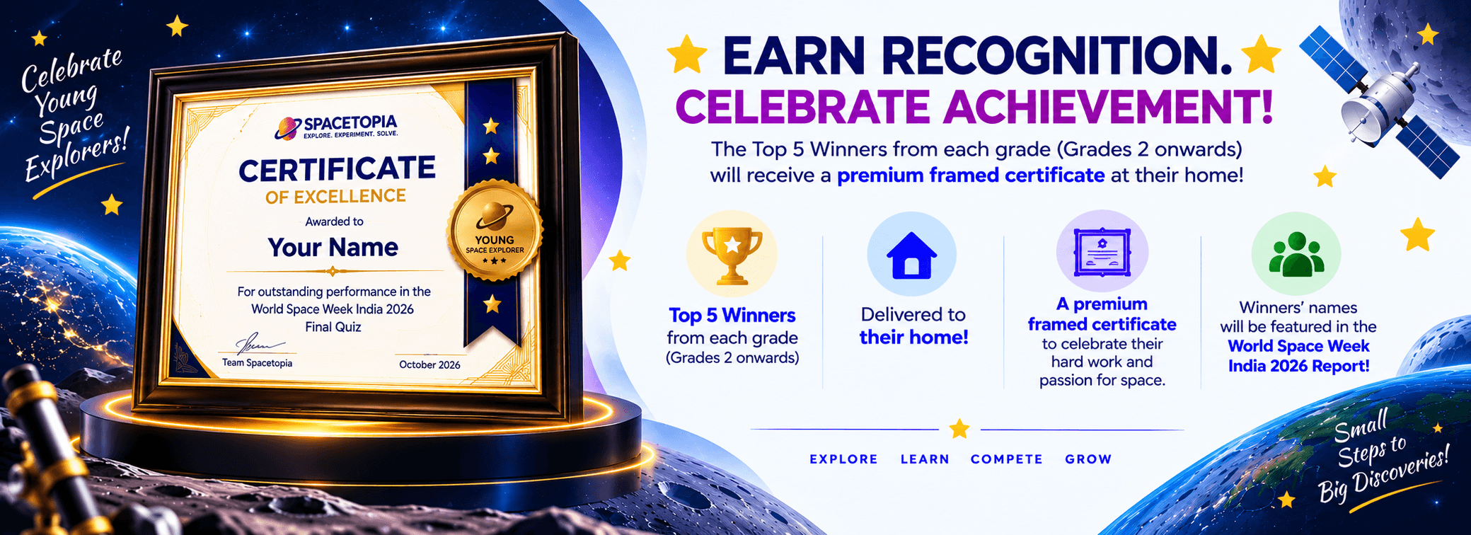 Earn Recognition. Celebrate Achievement! — premium framed certificate and recognition for quiz winners